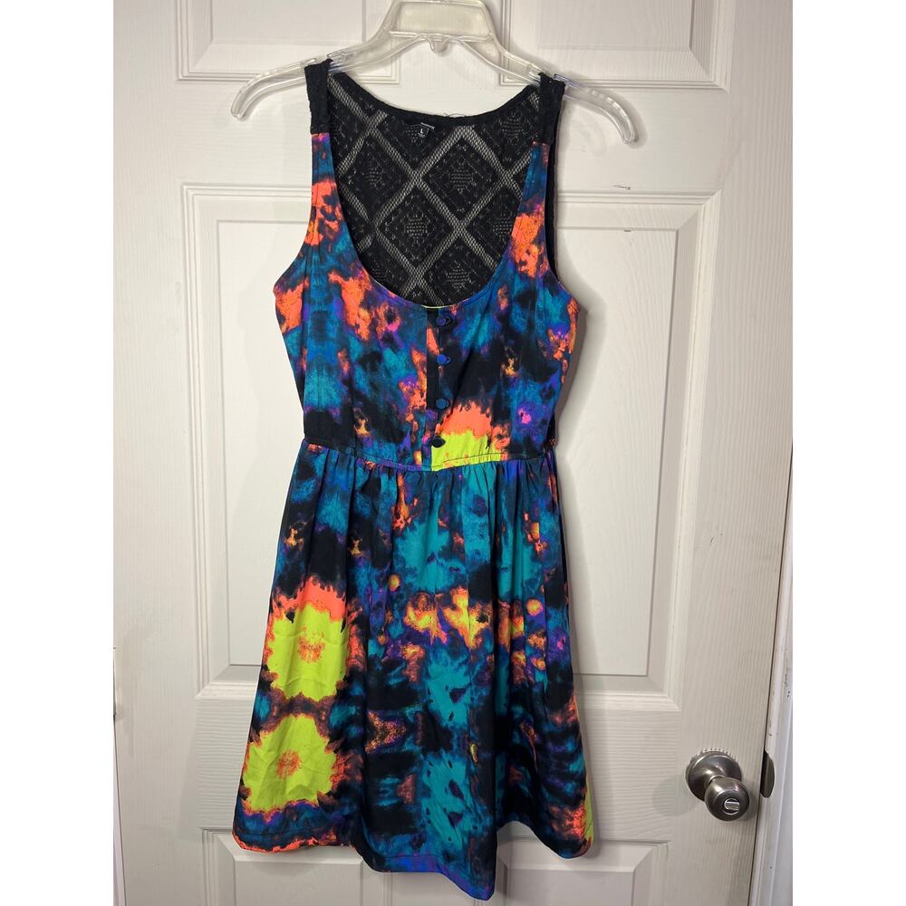 Hurley Crochet Back Tank Dress Neon Sleeveless Size L